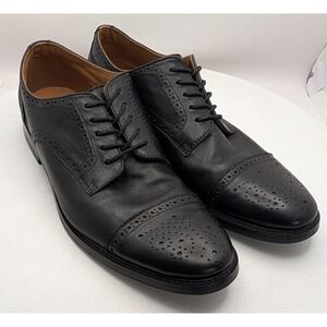 ALDO Men Black Leather Cap Toe Oxford Dress Shoes Size 10
